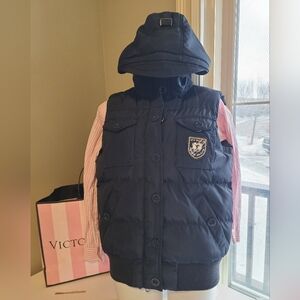 HV Polo Society Navy Puffer Vest | Hooded Equestrian Gilet